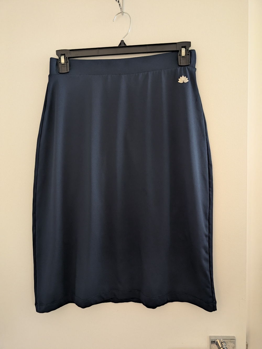 Navy Midi Skirt - Lotus Emblem